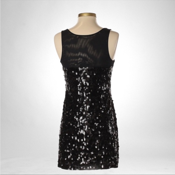Express Black Sequin Glam A Line Mini Dress Large - Picture 5 of 5